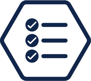 checklist inside a hexagon shape